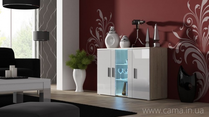 Комод Soho S7 дуб сонома/белый глянец Комод Soho S7 дуб сонома/белый глянец