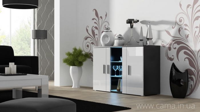 Комод Soho S7 черный/белый глянец Комод Soho S7 черный/белый глянец