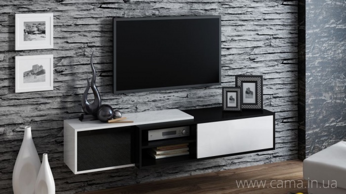 Комод ТВ Sigma 1B черный/белый глянец