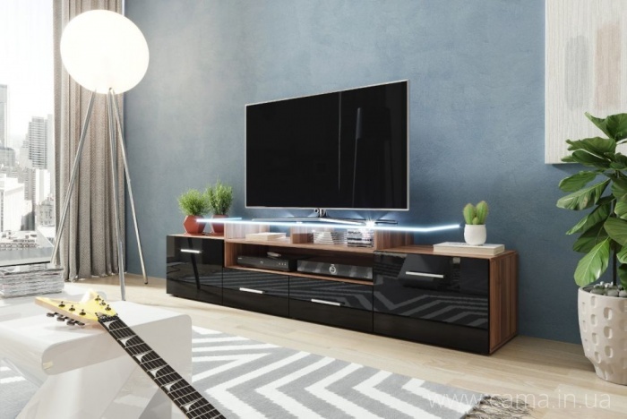 Комод Evora слива/черный глянец Комод Evora слива/черный глянец