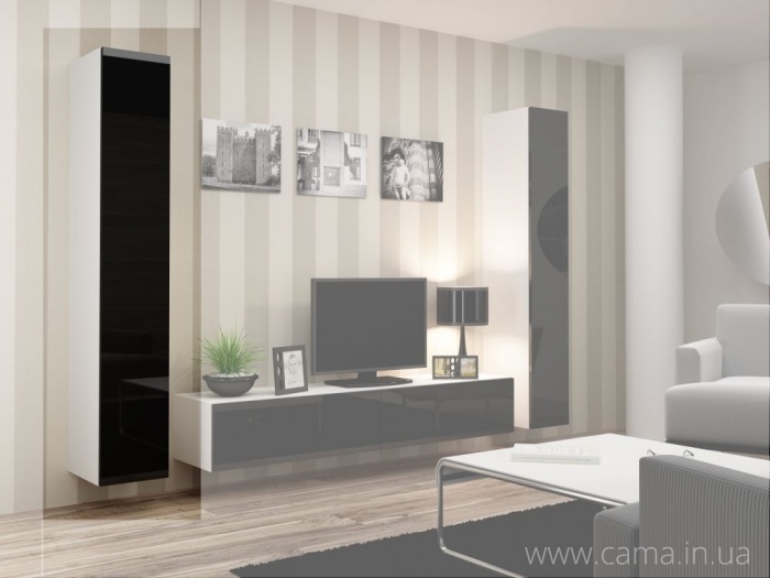 Пенал навесной Vigo 180 белый/черный глянец