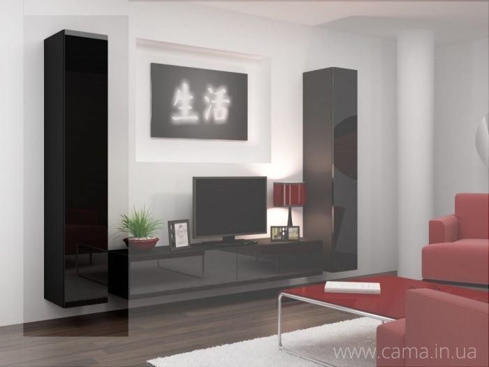 Пенал навесной Vigo 180 черный/черный глянец