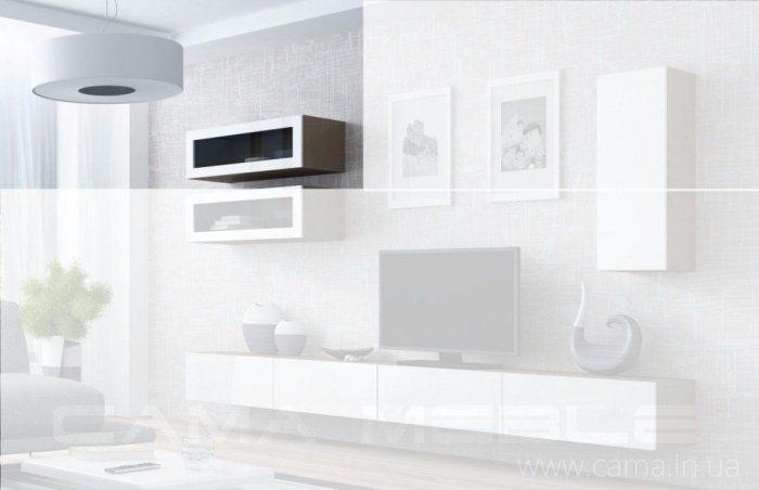 Витрина навесная Vigo 90 латте/белый глянец Витрина навесная Vigo 90 латте/белый глянец