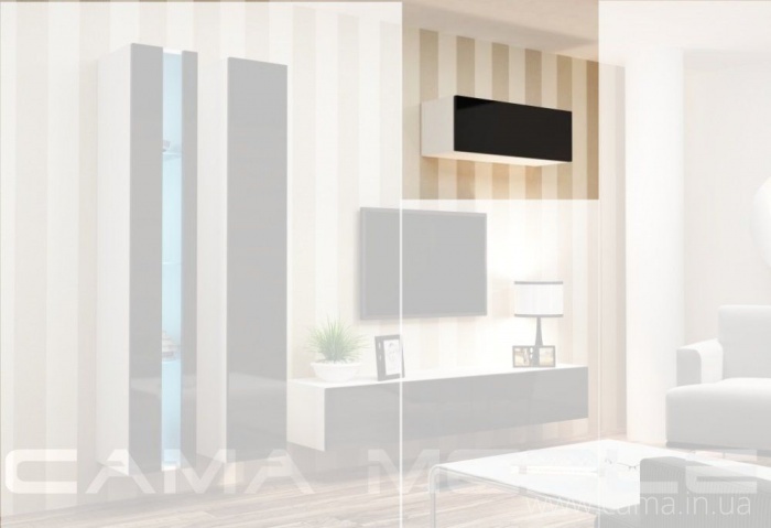 Пенал навесной Vigo 90 белый/черный глянец